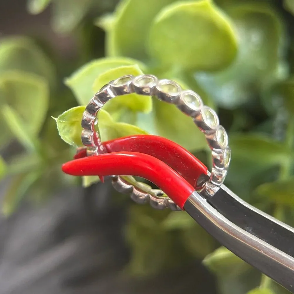 Lovely Silver‎ 925 Eternity Peridot Ring
